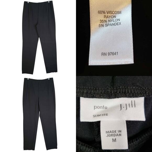 J Jill Pants Women’s Size Medium M Black Ponte Slim Leg Pull On Stretch - Picture 1 of 7